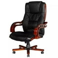 thumbnail image 3 of vidaXL Black Real Leather Office Chair High Back, 3 of 7
