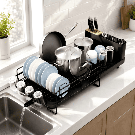 Efoee Dish Drying Rack Carbon Steel Foldable Dish Racks