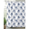 thumbnail image 2 of Navy Blue Beach Starfish Extra Long Shower Curtain Set, Waterproof Shower Curtains for Bathroom, Summer Ocean Nautical Coastal Washable Fabric Cloth Bath Curtain for Bathtub with Hooks 72x96 Inches, 2 of 6