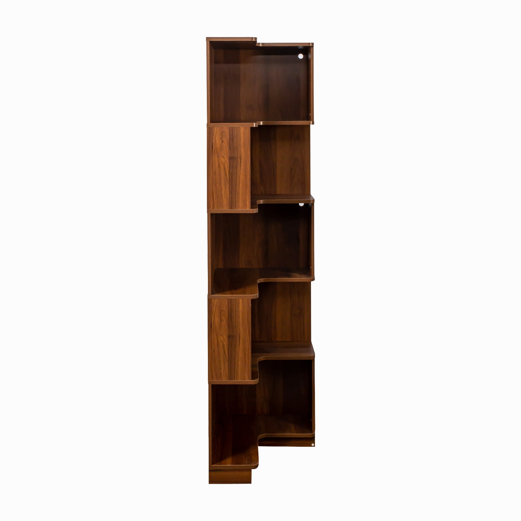 Euroco Corner Book Shelf - 5 Tier Corner Bookshelf Bookcase with Baffle, Freestanding L Shaped Display Shelf Stand for Home Office, Living Room, Bedroom, Kitchen