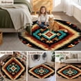 thumbnail image 5 of Round Rugs 3.3Ft, Boho Orange Teal Round Area Rug Washable Indoor Throw Carpet, Southwestern Abstract Geometric Ethnic Soft Non Slip Circle Rug for Laundry Room Patio Home Decor Aesthetic, 5 of 8