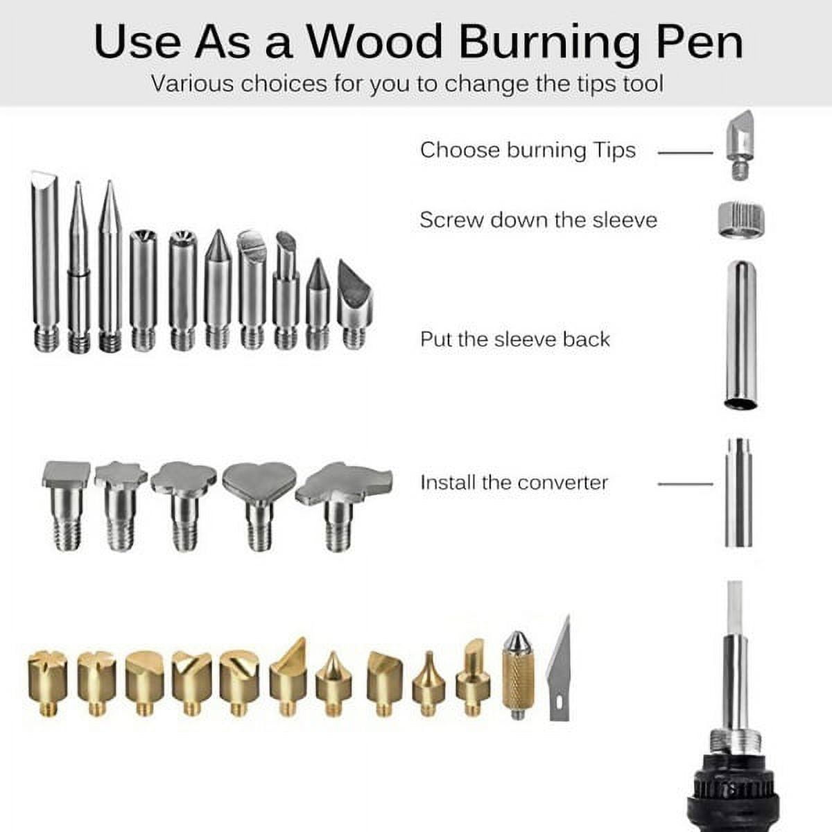 60W 16PCS Woodburner Wood Burning Tool Kit Adjustable 0℃-800℃ Woodburning  Pyrography Pen Machine Set Electric Soldering Iron with Adjustable 1PC Pen  + 10PCS Wire Pen Tips + 1PC Penholder - (EU Plug) 
