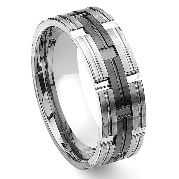 Titanium Kay Black Tungsten Carbide Comfort Fit Mens Wedding Band Ring Sz 10.0