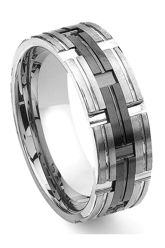 Black Tungsten Carbide Comfort Fit Mens Wedding Band Ring Sz 9.5