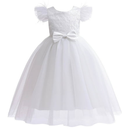 

Edvintorg 3-12Years Children s Party Dress Clearance Net Yarn Sequin Mesh Bow Ruffles Birthday Gown Long Princess Dresses Kids Dresses For Girls