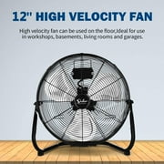 Simple Deluxe 12 High Velocity Floor Fan, 3-Speed Heavy Duty Metal Fan for Home, Commercial, Greenhouse, Indoor/Outdoor Use, Black
