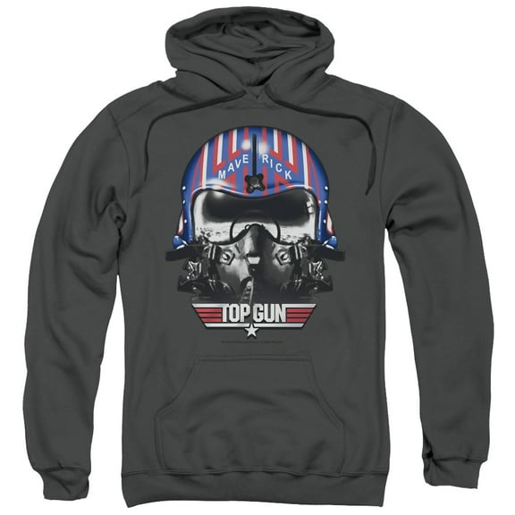 Top Gun Men's Maverick Helmet Hooded Sweatshirt Charcoal