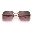 thumbnail image 2 of Womens Rimless Wrap Luxury Oversized Rectangle Metal Frame Sunglasses Gold - Purple Pink, 2 of 8