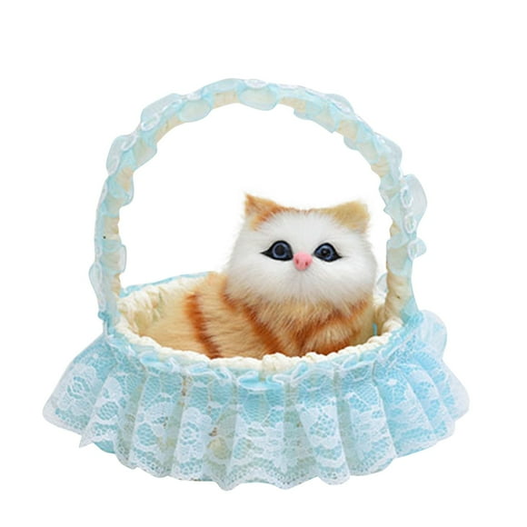 Funny Toys, Cat in Lace Hanging Basket Doll, Mini Cat in Shoe, with Meows Sounds, Soft Material, for Kids