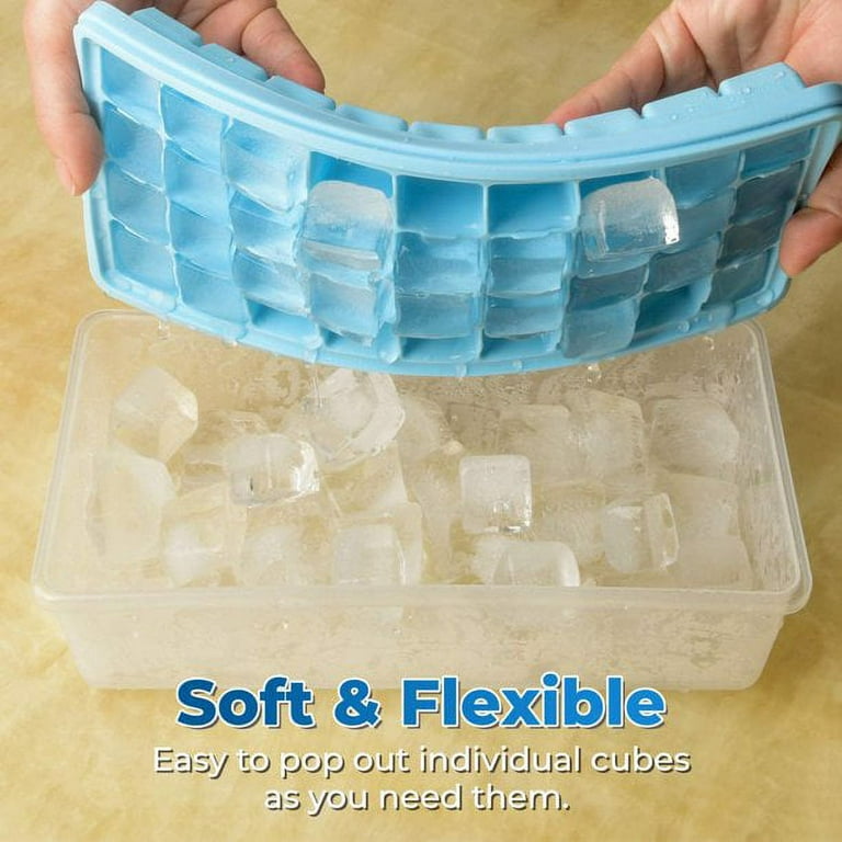 AAOMASSR Ice Cube Tray With Lid and Bin Silicone Ice Tray Flexible Safe Ice  Cube Molds Comes with Ice Container, Scoop and Cover Blue 