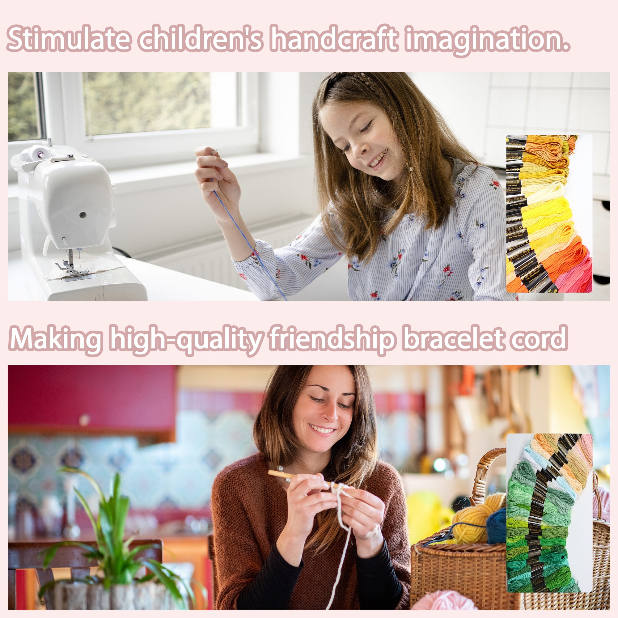 Embroidery Thread Friendship Bracelet String Premium Rainbow Color Floss Bobbins Needl Epoint thread Variegated Floas  for Cross Stitch, Hand Embroidery, String Art
