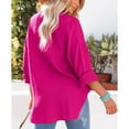 thumbnail image 6 of RYRJJ Womens Cotton Button Down Shirt Oversized Casual Long Sleeve Loose Fit Collared Linen Work Blouse Tops with Pocket(Hot Pink,S), 6 of 7