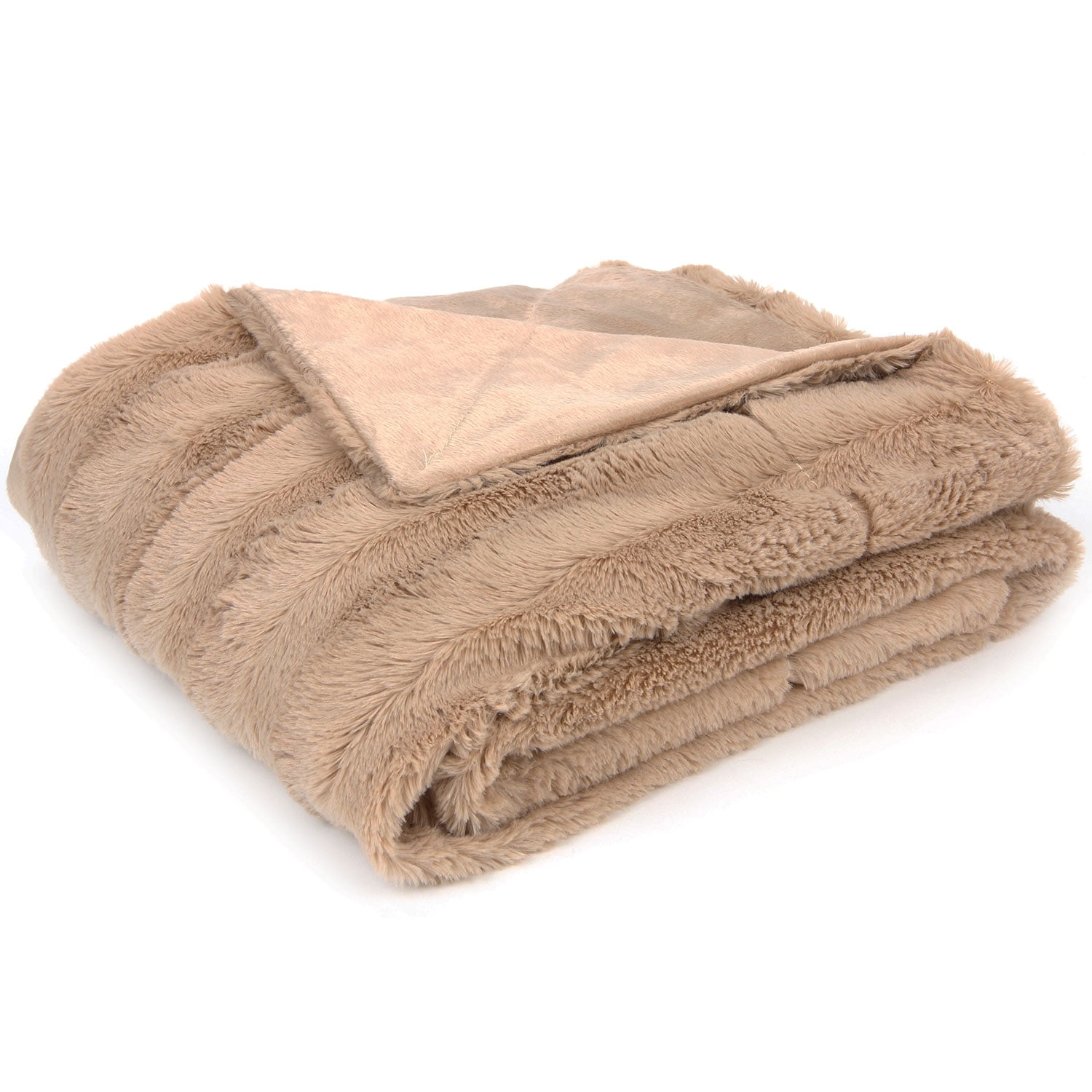 Cheer Collection Faux Fur Throw Blanket 40 X 50, Sand