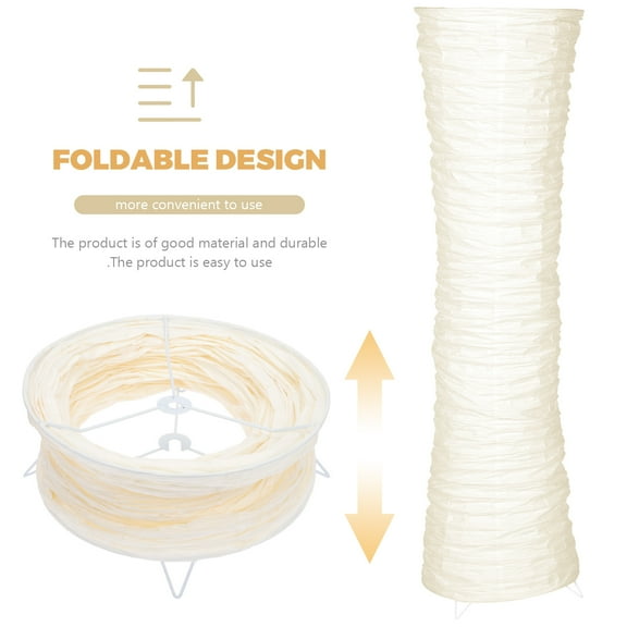 WRISTBIQUE 1Pcs Beige Paper Iron Floor Lamp Shade for Bedside Lamp 43x10in