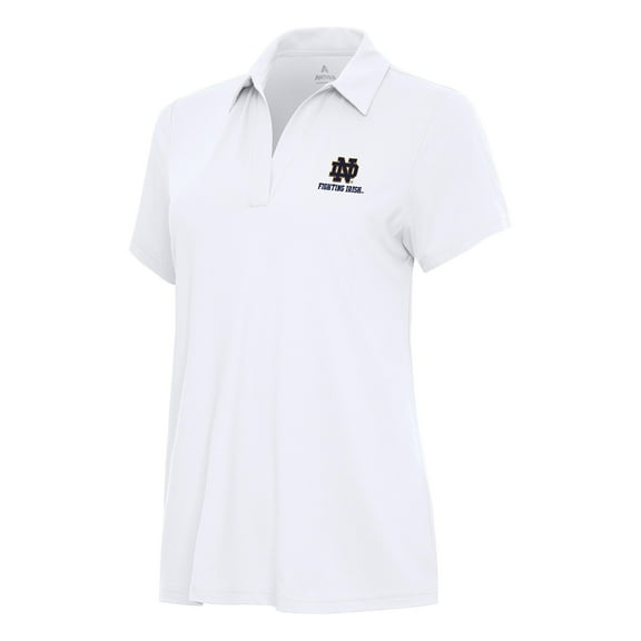 Women's Antigua White Notre Dame Fighting Irish Logo & Wordmark Era Polo