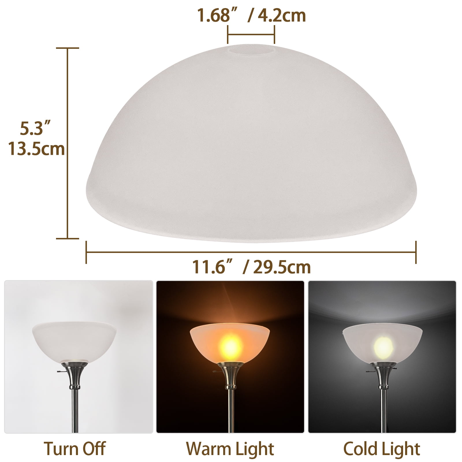 HonoDing Glass Lamp Shade Replacement for Torchiere Floor Lamps，Lamp Shade for Floor Lamp Suitable for Base E26 Socket, Standing Lamp Replacement Shade, Alabaster Glass Bowl Shade (White bowl-shaped)