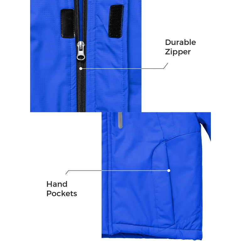 Zshow Boy's Winter Jacket Windproof Ski Jacket Quilted Rain Coat with Hood Blue 14/16, Size: 14-16, Black