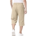 thumbnail image 7 of Kids Capri Pant Cotton Linen Drawstring Elastic Waist Straight Leg Pant Casual Loose Sporty Clothes With Pockets (14-15Years, Khaki), 7 of 7