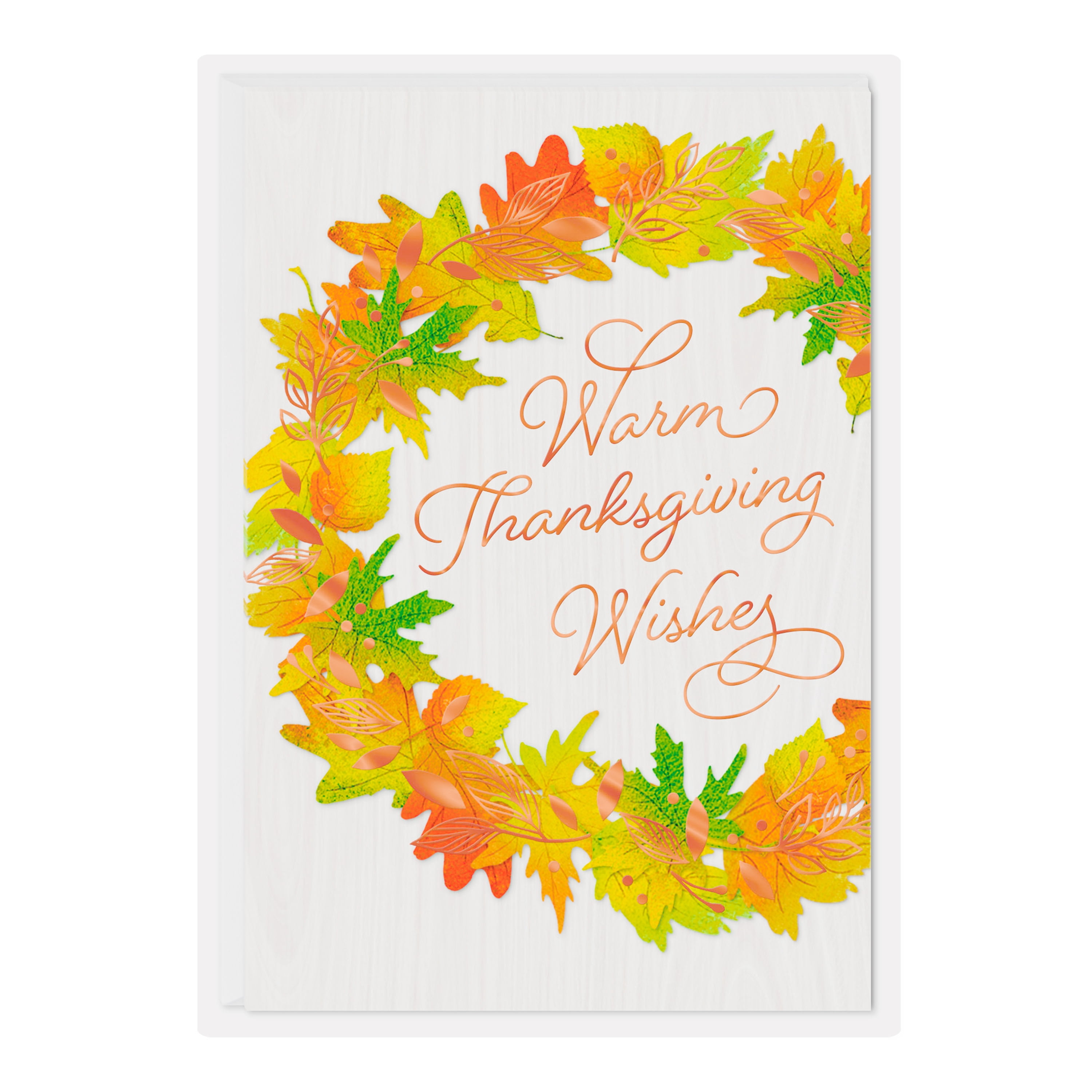 Hallmark Thanksgiving Cards (Autumn Wreath on Wood Plank), 6 Count