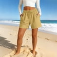 thumbnail image 2 of Women'S Linen Shorts，Drawstring Shorts Women Beach Shorts Lounge Shorts Wide Leg Shorts Womens Summer Shorts Walking Shorts Elastic Waist Shorts Women Athletic Shorts Workout Shorts, 2 of 9