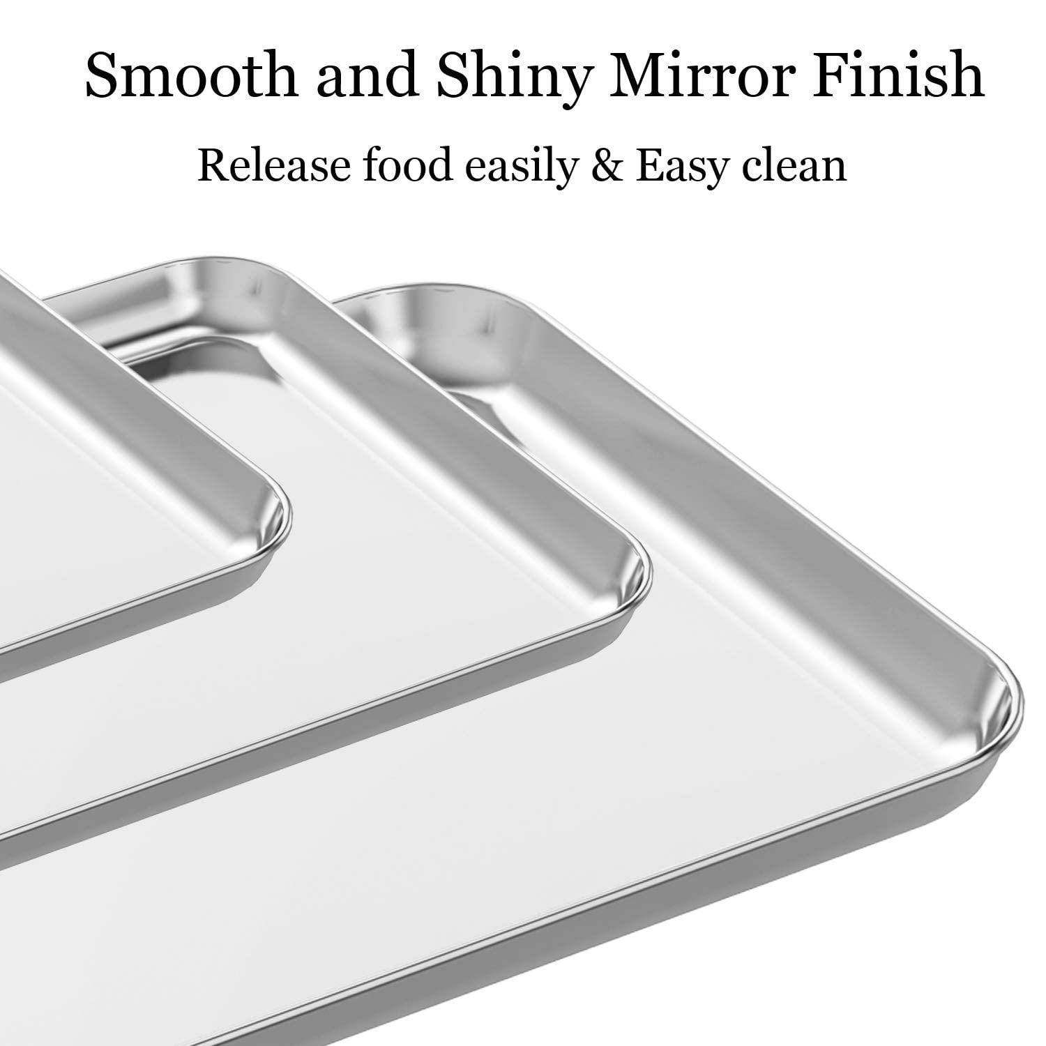 Baking Sheet Set of 3 Stainless Steel Cookie Cooking Pan for Baking & Roasting