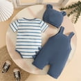thumbnail image 7 of WUANDIXFA 3Pcs Infant Baby Boy Outfit 3 6 12 18 Months Romper Bodysuit Pants with Hat Fall Clothes,Navy,0-3 Months, 7 of 7