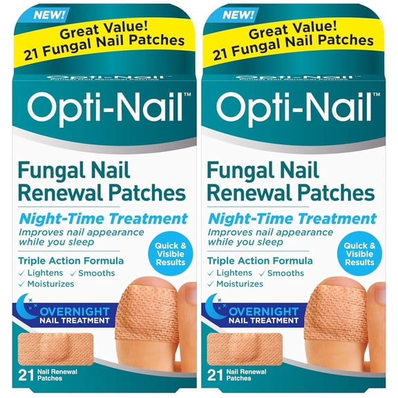 Opti-Nail Fungal Nail Renewal Patches - 21 Patches (Pack of 2), Night-Time Treatment Improves Nail Appearance While You Sleep