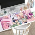 thumbnail image 4 of Pink Desk Mat, Anime City Gamer Mouse Pad, Pastel Gaming Large Mousepad, Kawaii Office Decor for Women Keyboard Mat, Cute Pink Desk Pad with Stitched Edges and Non-Slip Rubber Base Computer Mat, 4 of 6