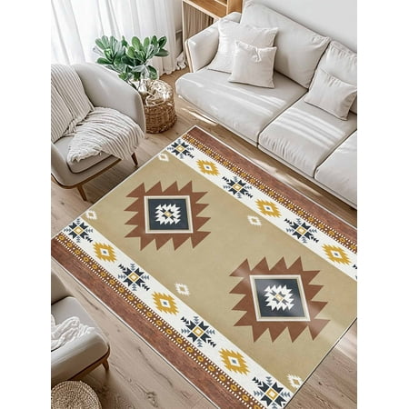 Southwest Geometric Area Rug for Bedroom 5x7 Ft Bohemian Tribal Style Khaki Super Soft fuzzy Throw Rug Non-Slip Fluffy Plush Indoor Floor Carpet for Living Room Nursery Home Decor