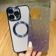 thumbnail image 3 of Compatible with iPhone 14 Pro Max Magnetic Gardient Glitter Case, Plating Bling Cute Case with MagSafe for Women Girls Full Camera Protector Back Cover for iPhone 14 Pro Max 6.7'' Dark Blue, 3 of 14