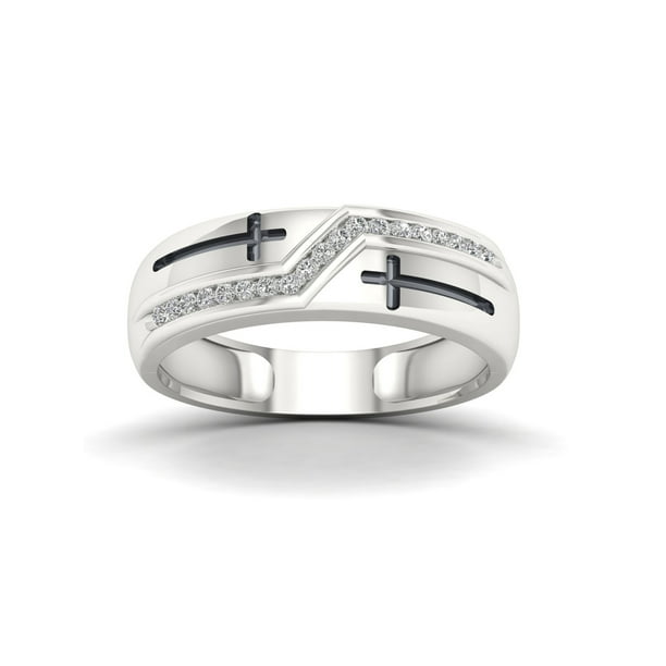 1/8Ct TDW Diamond S925 Sterling Silver Men's Fashion Ring - Walmart.com