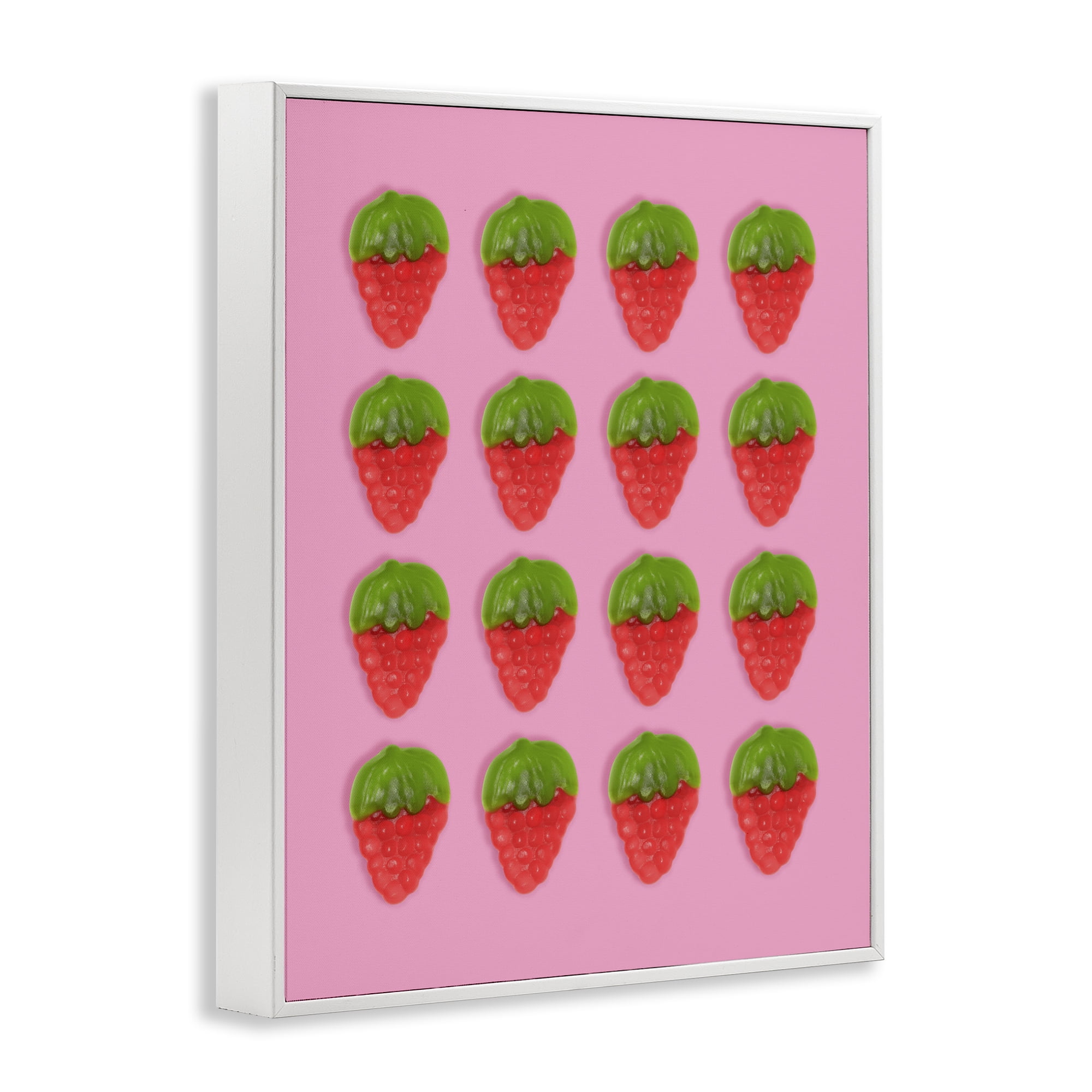 Stupell Industries Gummy Strawberry Candy Pattern White Framed Giclee Art, design by LISH Creative