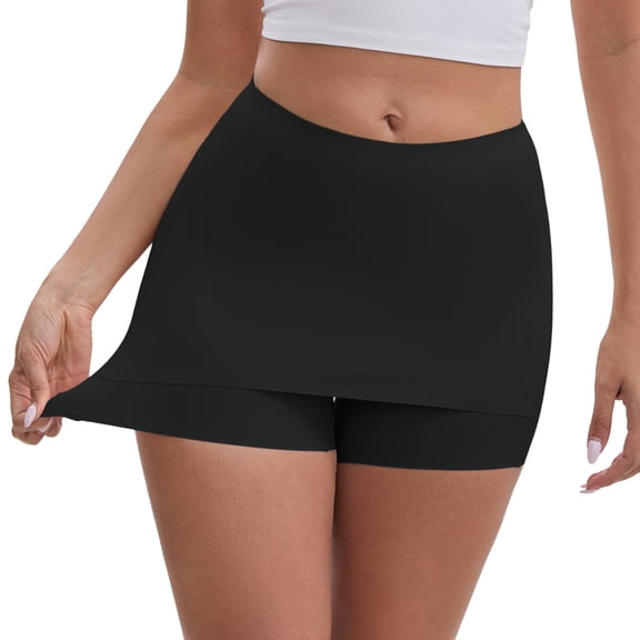 DARING DIVA Women's Seamless Tummy Control Half Slip Shorts S Black