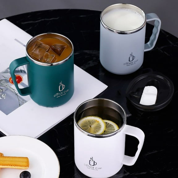 Xuniizn Coffee Mug - Stainless Steel Coffee Mug Double Layer, Insulated for Hot & Cold Drinks - Multi-Purpose Tea Cup with Milk Scale