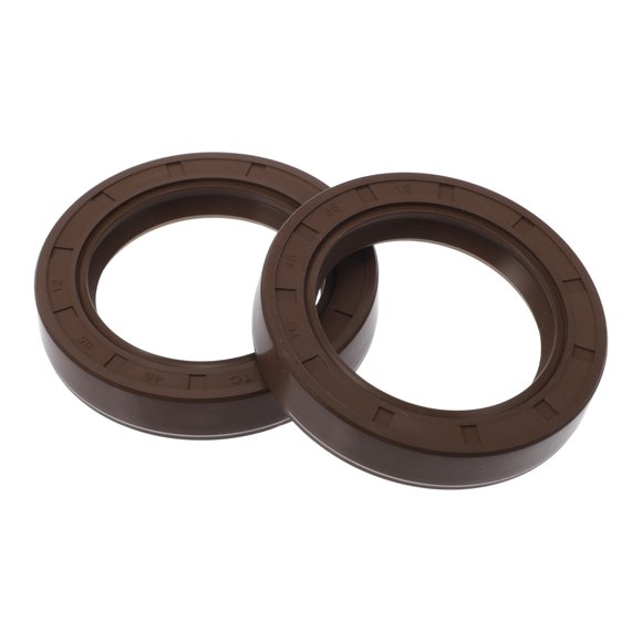 Sellos de aceite universales TC de doble labio con resorte de acero, sellos de eje rotativo de alta presión de goma FKM marrón, 2 piezas 45x65x12mm