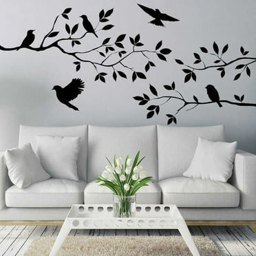 Flying Birds Tree Branches Wall Sticker, Art Decal Poster For Home Bedroom, Diy Mural Decor Decoration