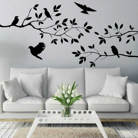 Flying Birds Tree Branches Wall Sticker, Art Decal Poster For Home Bedroom, Diy Mural Decor Decoration