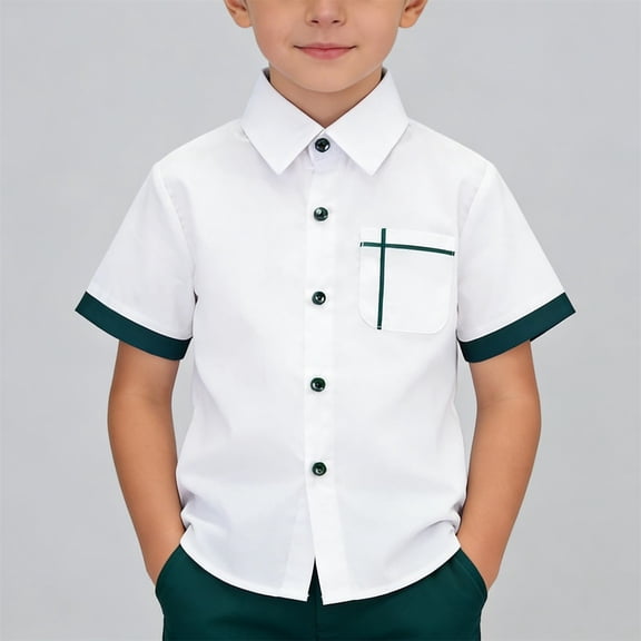 Toddler Baby Girls Short Sleeve Button Down Shirts Kids Peter Pan Collar School Uniform Blouse White C 4-5 Years
