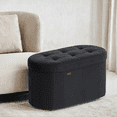 thumbnail image 6 of LEDREM 30" Foldable Storage Ottoman Bench, Velvet Fabric Ottoman with 2 Internal Dividers, Footrest for Bedroom Living Room, Ink Black, 6 of 7
