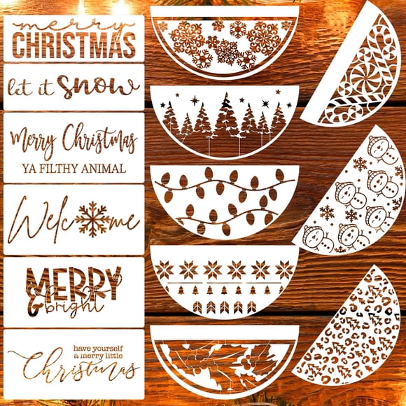 Plantillas navideñas Zosylley, 14 unidades, 30 x 15 cm, reutilizables, PET