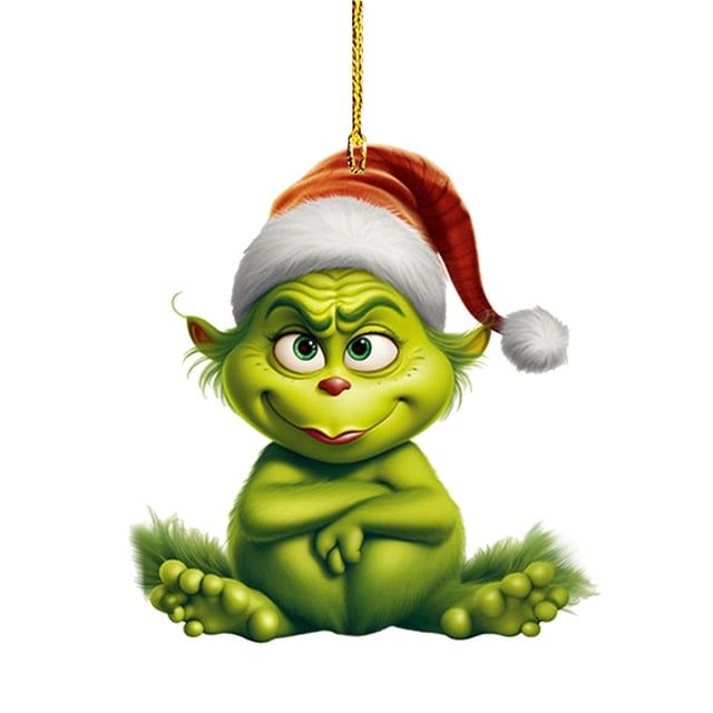 the Grinch Christmas Decor Horror Movie Theme Pendant,8cm Creative Xmas Flat Hanging Ornament Christmas Tree Pendants Craft Collection,Xmas Party Tree Decor,Birthday Gift For Boys Girls