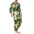 thumbnail image 2 of Fuzoiu Tropical Floral Jungle Print Men's Long-Sleeved Pajama,Lounge Button Down Nightwear,Mens Notch Collar Pajama Set -Large, 2 of 7