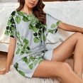 thumbnail image 4 of Balery Watercolor Green Leaves Conjunto de Pijama para Mujer con Estampado, Dos Piezas de Manga Corta y Shorts, Ropa de Dormir Suave con Cuello Redondo y Bolsillos-XX-Large, 4 of 6