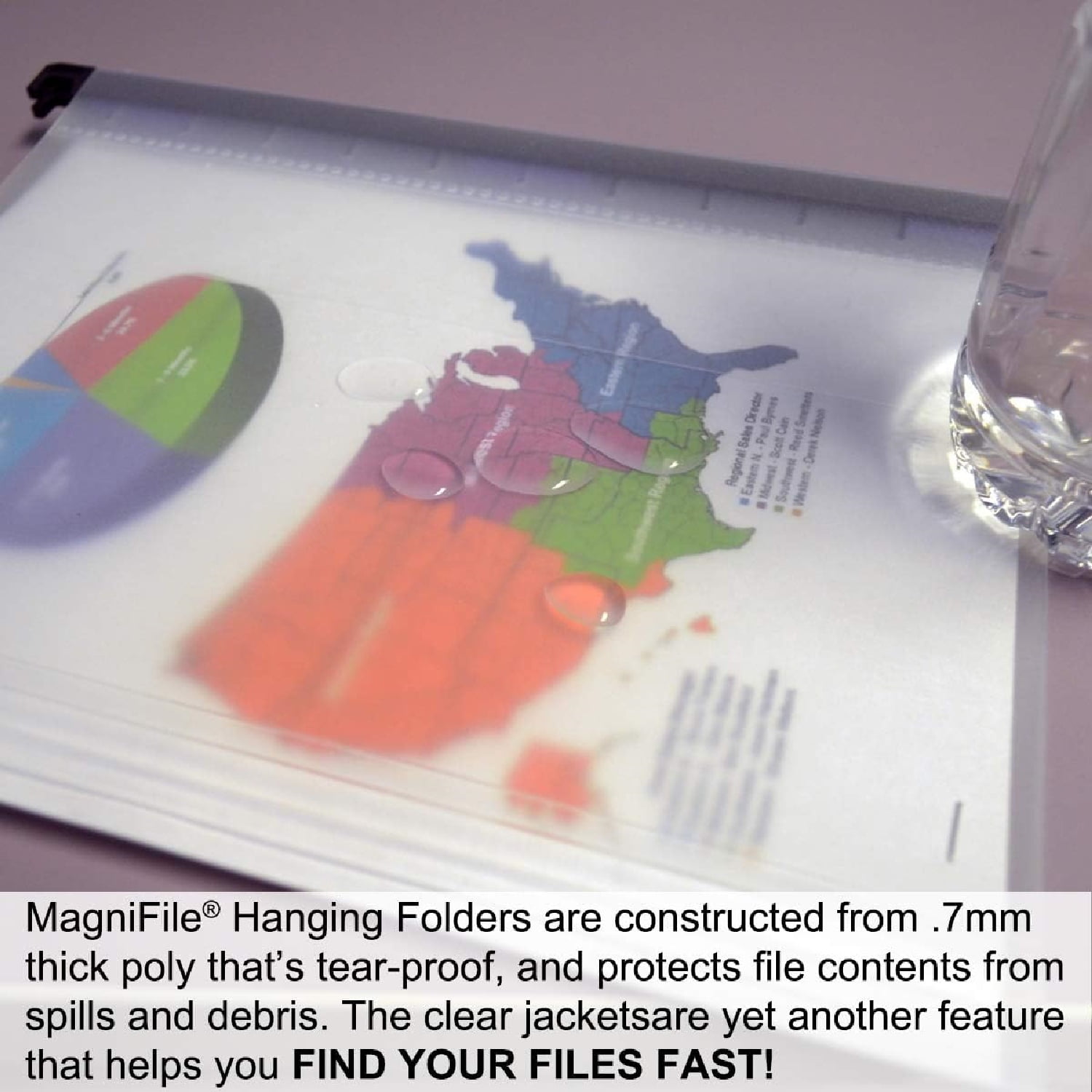 "MagniFile Hanging File Folders V- Bottom Letter Size with 11 inch Magnified Indexes That Double The Size of Your File Titles to Find Files Fast. (Set of 20 Frost) Ultimate Office MagniFile"