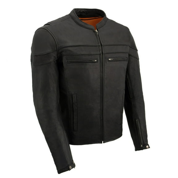 Milwaukee Leather MLM1525 Men's ‘Crossover’ Black Leather Lightweight MC Jacket Medium