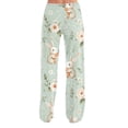 thumbnail image 4 of Easter Pajamas Women Stretch Waist Wide Leg Trendy Pjs Cute Easter Egg Print Comfy Drawstring Pants (Mint Green,M), 4 of 5