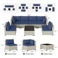 thumbnail image 2 of MRUAKA Outdoor Patio Furniture Set, 7-Piece Modular Sectional Sofa With Tea Table and Free Cushion, PE Wicker Outdoor Conversation Set for Patio, Garden, Backyard,Navy, 2 of 7