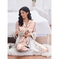 thumbnail image 4 of Ekouaer 2 Pack Satin Pajamas Set for Women Classic Button Down Silk Pjs Set Soft Sleepwear, 4 of 6