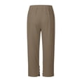 thumbnail image 4 of Lmueinov Women's 100% Cotton Straight Leg Ankle Pants, Elastic High Waist Casual Trousers with Button Split Hem & Pockets, Breathable Summer Commute Vacation Pants for Women S-2XL, 4 of 4