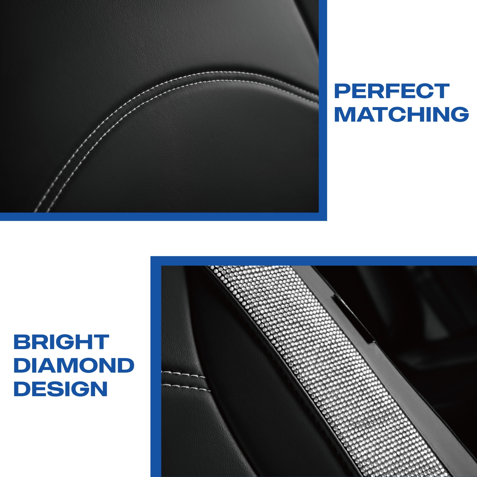 Skechers Leather Front Car Seat Cover – Stylish Diamond Design, Universal Fit - Sliver